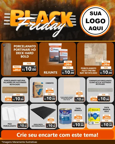Modelo de Rede Social para Feed Instagram com o tema Black Friday para Pisos e revestimentos