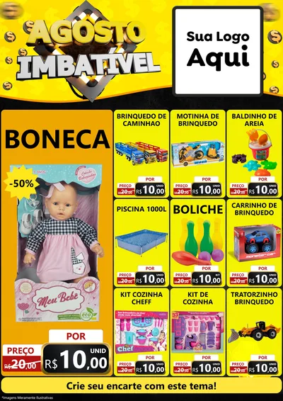 Modelo de Encarte para Encarte A4 Vertical com o tema Agosto Imbatível para Brinquedos
