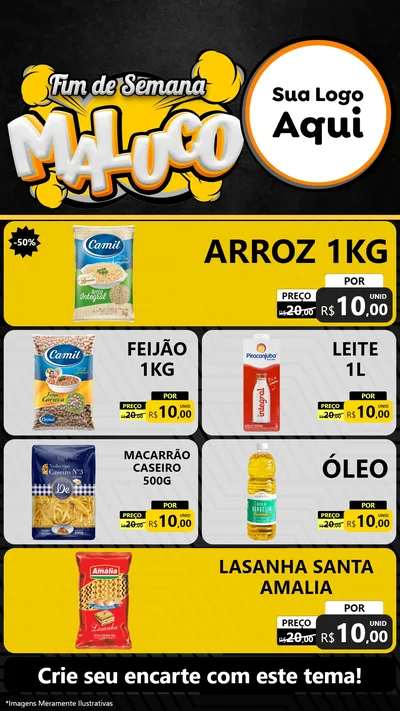 Modelo de TV para TV Vertical com o tema Fim de Semana Maluco para Supermercado