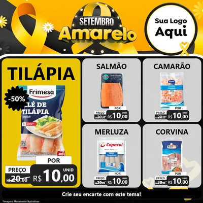 Modelo de Rede Social para Feed Facebook com o tema Setembro Amarelo para Peixaria