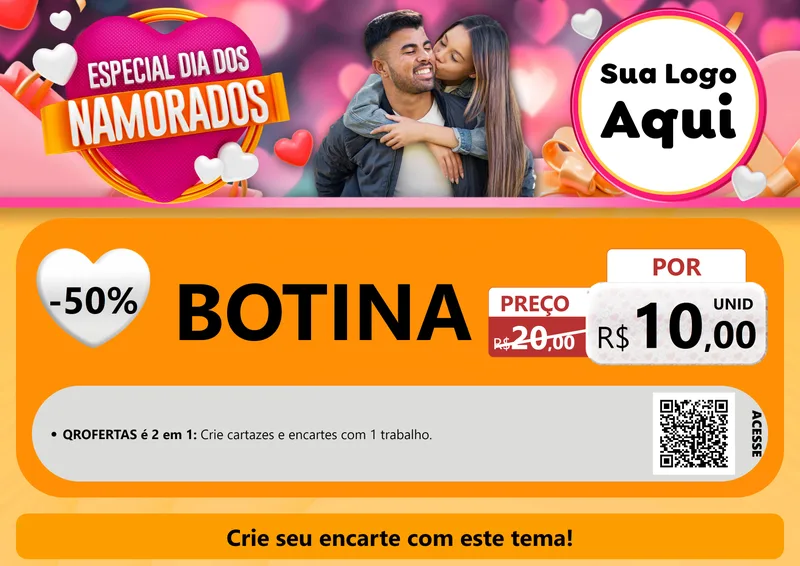 Modelo de Cartaz para Cartaz A4 Horizontal com o tema Especial Dia dos Namorados para Agropecuária
