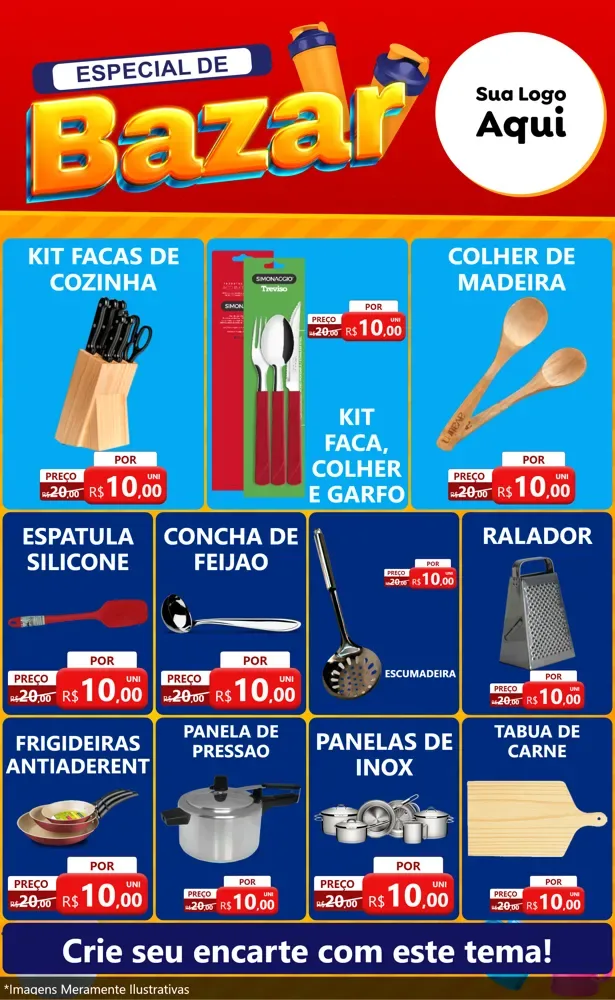 Modelo de Encarte para Encarte Grande com o tema Especial de Bazar para Utilidades Domésticas