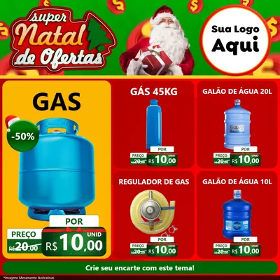 Modelo de Rede Social para Feed Facebook com o tema Super Natal de Ofertas para Água e gás