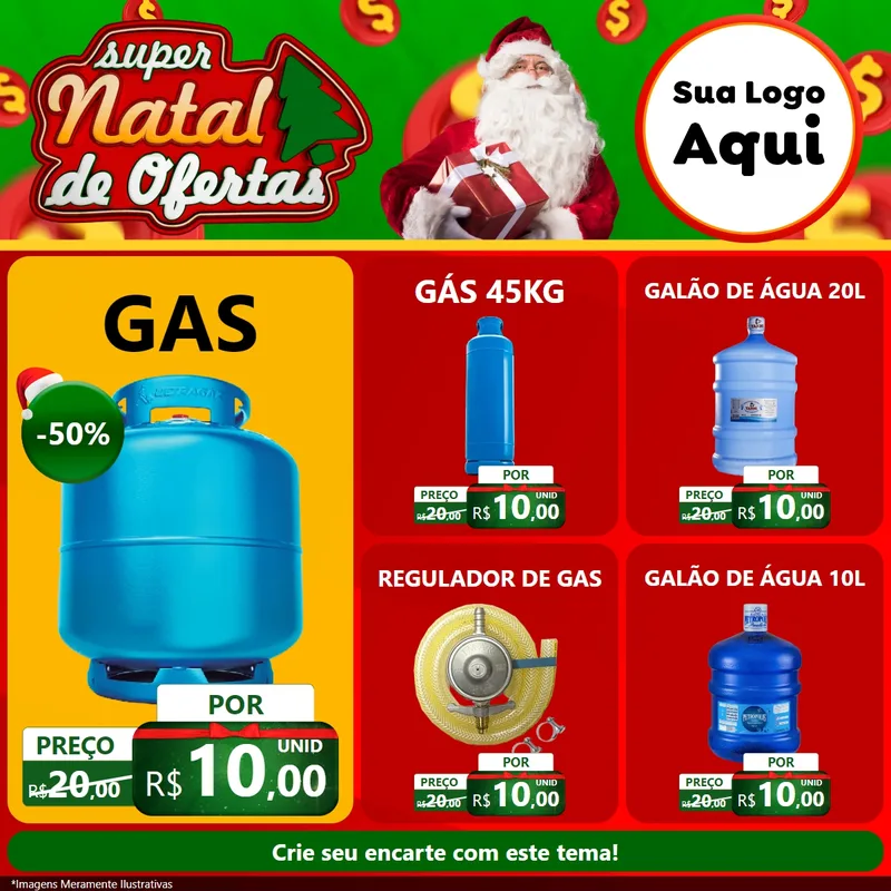 Modelo de Rede Social para Feed Facebook com o tema Super Natal de Ofertas para Água e gás