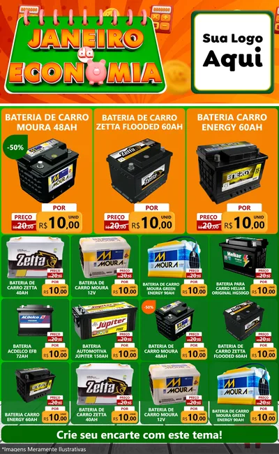 Modelo de Encarte para Encarte Grande com o tema Janeiro da Economia para Baterias Elétricas