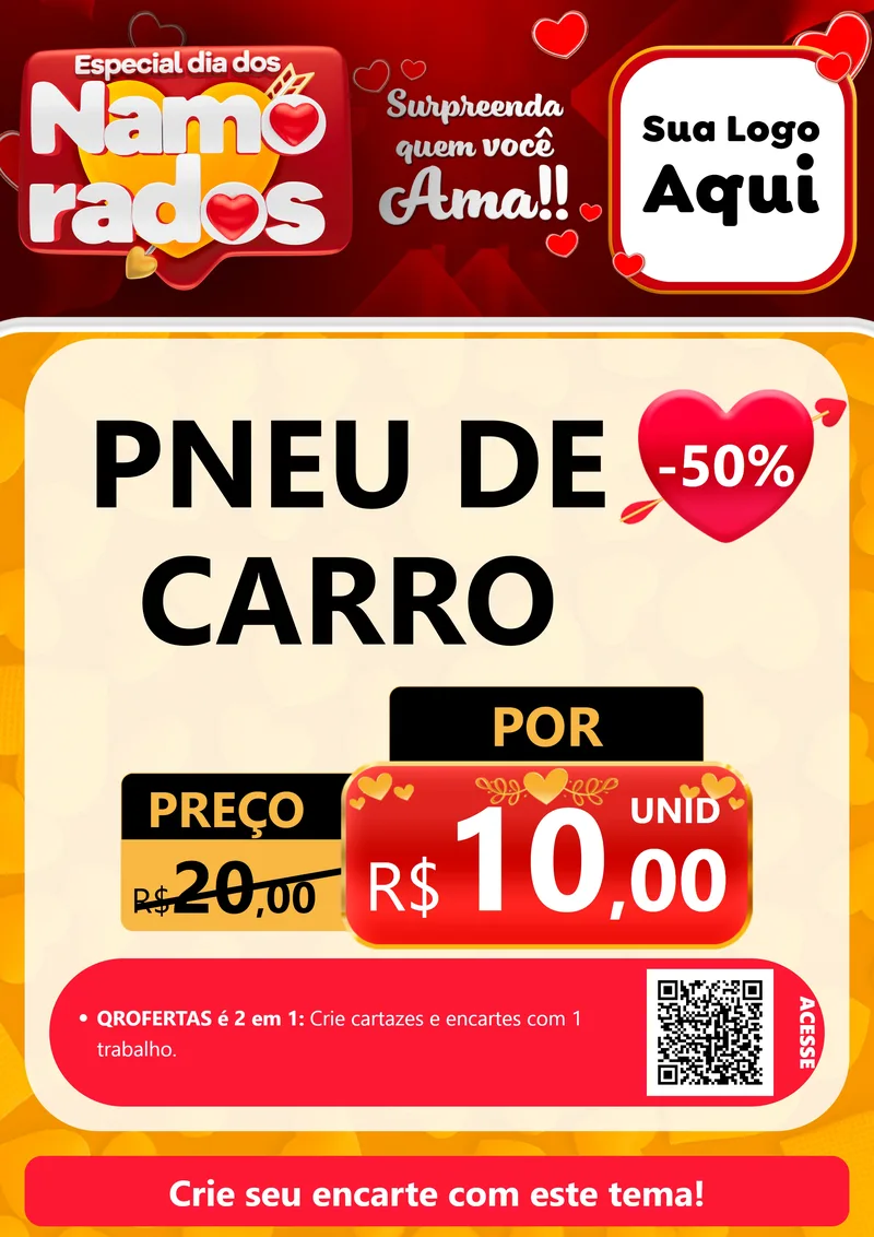 Modelo de Cartaz para Cartaz A4 Vertical com o tema Especial Dia dos Namorados para Auto peças