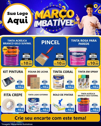 Modelo de Rede Social para Feed Instagram com o tema Março Imbatível para Tintas e Ferramentas