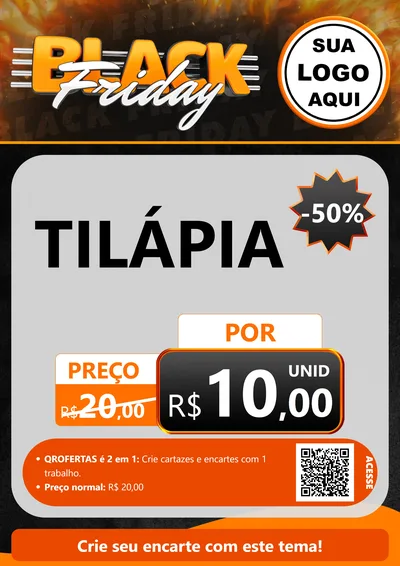 Modelo de Cartaz para Cartaz A4 Vertical com o tema Black Friday para Peixaria