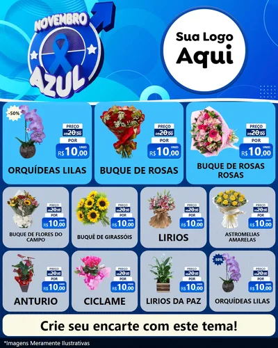 Modelo de Rede Social para Feed Instagram com o tema Novembro Azul para Floricultura e jardim