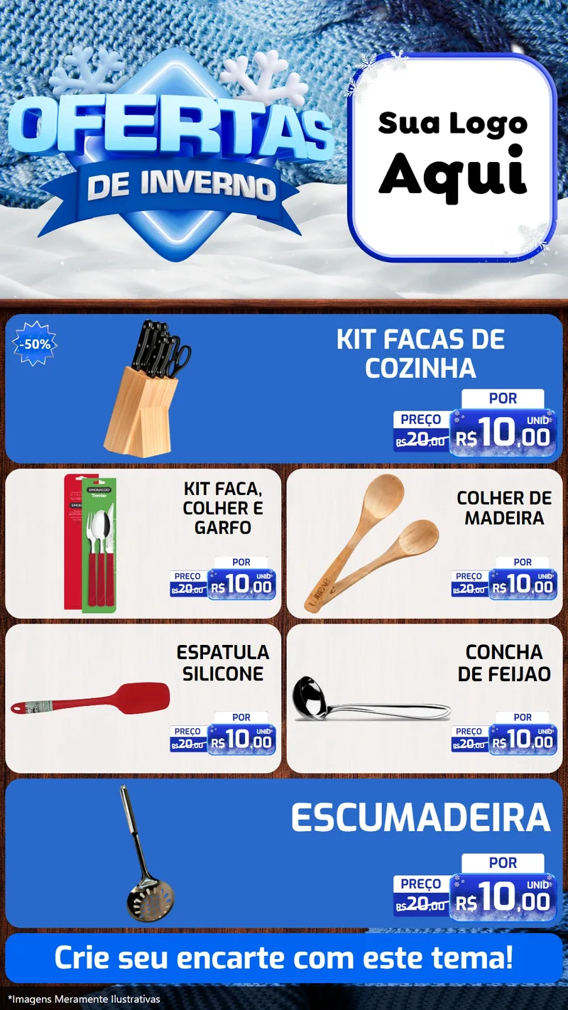 Modelo de TV para TV Vertical com o tema Ofertas de Inverno para Utilidades Domésticas