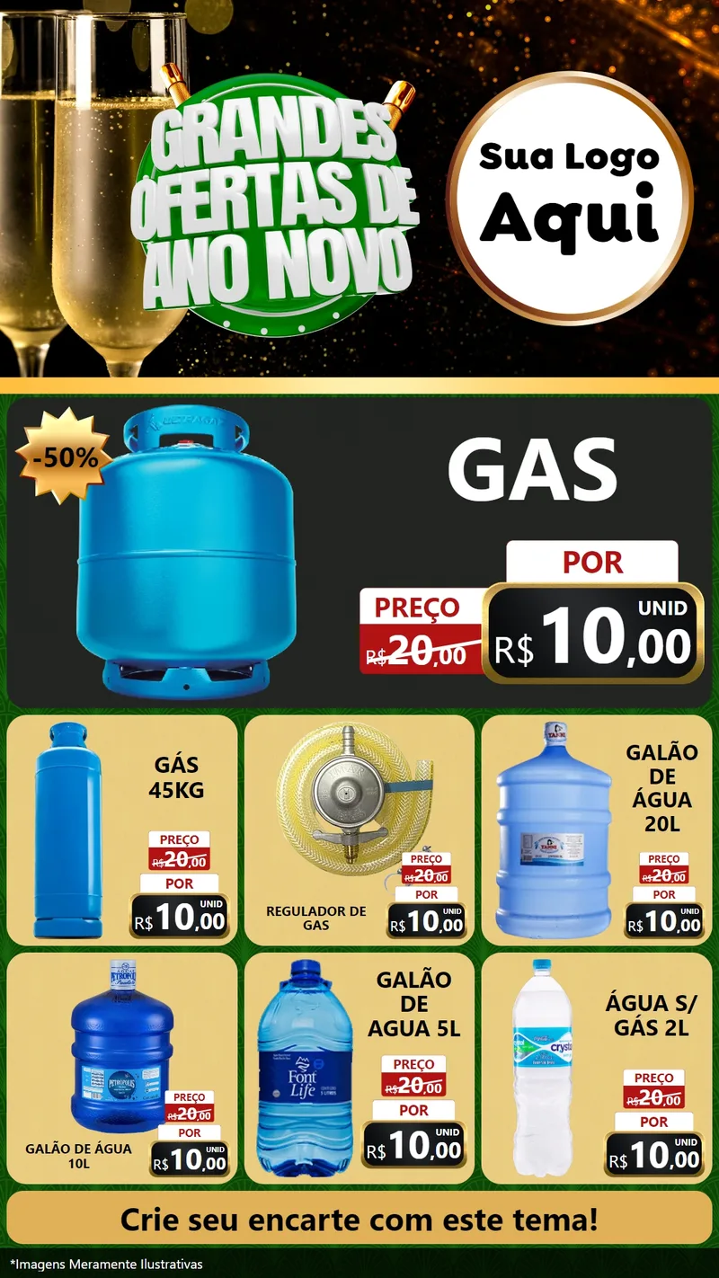 Modelo de Rede Social para Stories com o tema Grandes Ofertas de Ano Novo para Água e gás