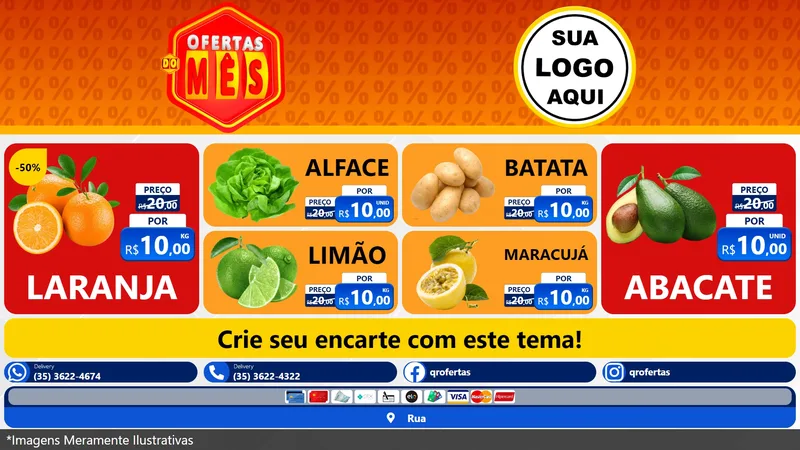 Modelo de TV para TV Horizontal com o tema Ofertas do Mês para Hortifrúti