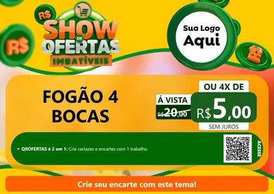 Modelo de Cartaz para Cartaz A4 Horizontal com o tema Show de Ofertas Imbatíveis para Móveis e Eletro
