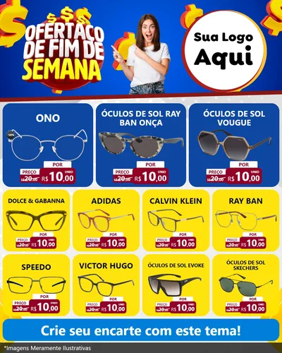 Modelo de Rede Social para Feed Instagram com o tema Ofertaço de Fim de Semana para Óticas