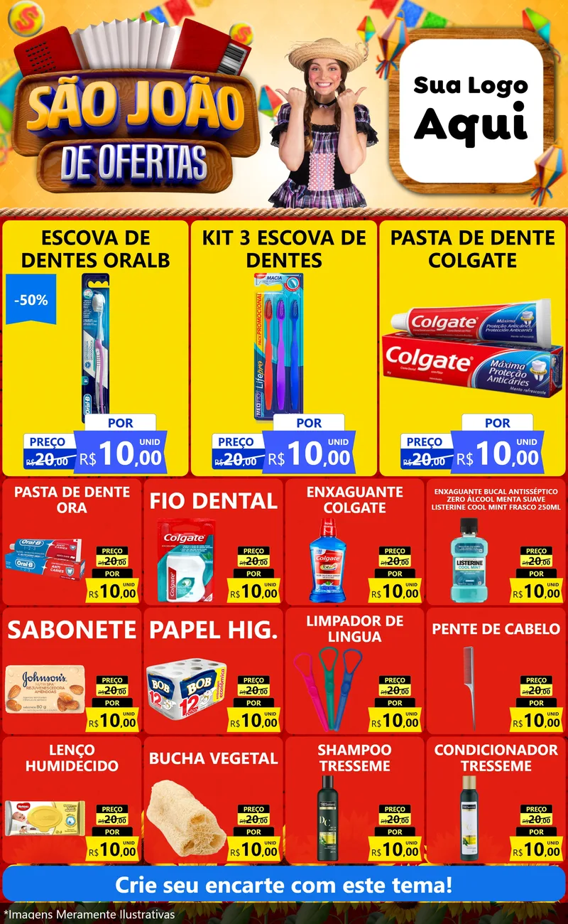 Modelo de Encarte para Encarte Grande com o tema São João de Ofertas para Higiene Pessoal