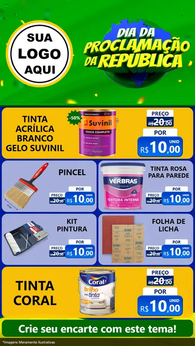 Modelo de TV para TV Vertical com o tema Dia Da Proclamação Da República para Tintas e Ferramentas