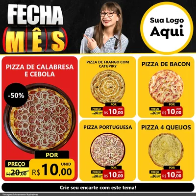 Modelo de Rede Social para Feed Facebook com o tema Fecha Mês para Pizzaria