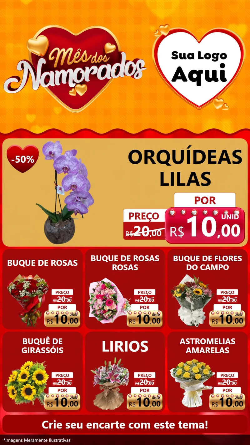 Modelo de Rede Social para Stories com o tema Mês dos Namorados para Floricultura e jardim