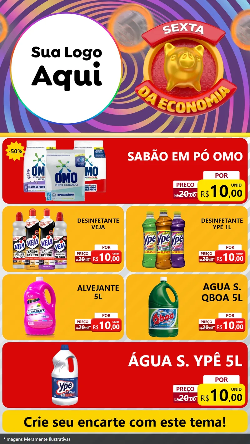 Modelo de TV para TV Vertical com o tema Sexta da Economia para Produtos de Limpeza