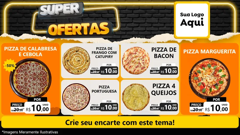 Modelo de TV para TV Horizontal com o tema Super Ofertas para Pizzaria