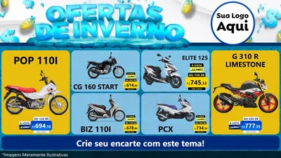Modelo de TV para TV Horizontal com o tema Ofertas de Inverno para Concessionaria de Motos