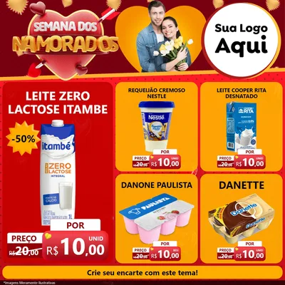 Modelo de Rede Social para Feed Facebook com o tema Semana dos Namorados para Frios e Laticínios