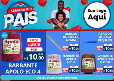 Modelo de Encarte para Encarte A4 Horizontal com o tema Semana Dos Pais para Armarinho e Aviamentos