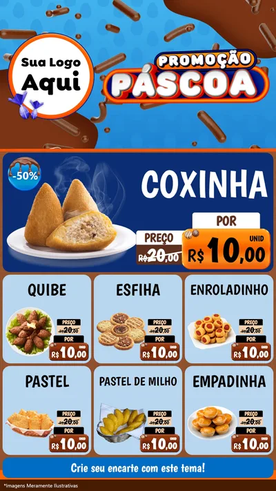 Modelo de Rede Social para Stories com o tema Promoção Páscoa para Salgadaria