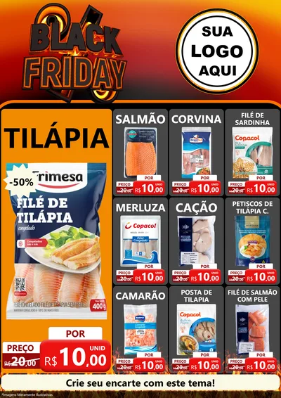 Modelo de Encarte para Encarte A4 Vertical com o tema Black Friday para Peixaria