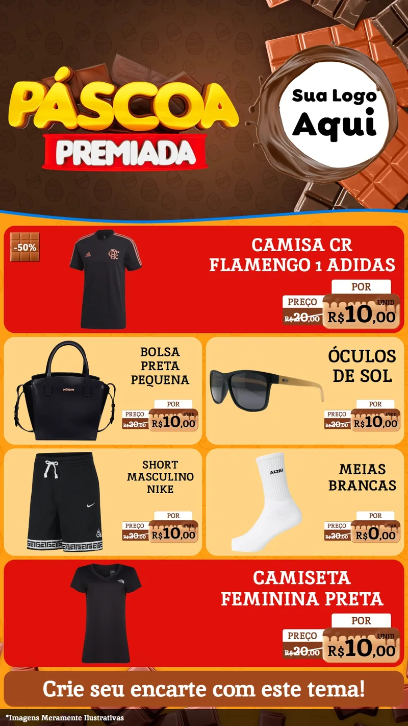 Modelo de TV para TV Vertical com o tema Páscoa Premiada para Roupas e acessórios