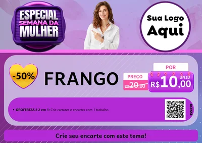 Modelo de Cartaz para Cartaz A4 Horizontal com o tema Especial Semana da Mulher para Assados