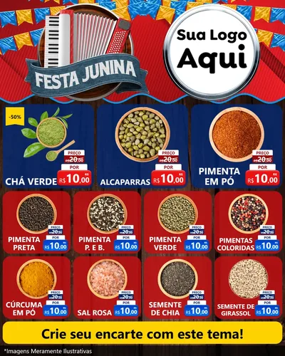Modelo de Rede Social para Feed Instagram com o tema Festa Junina para Produtos Naturais