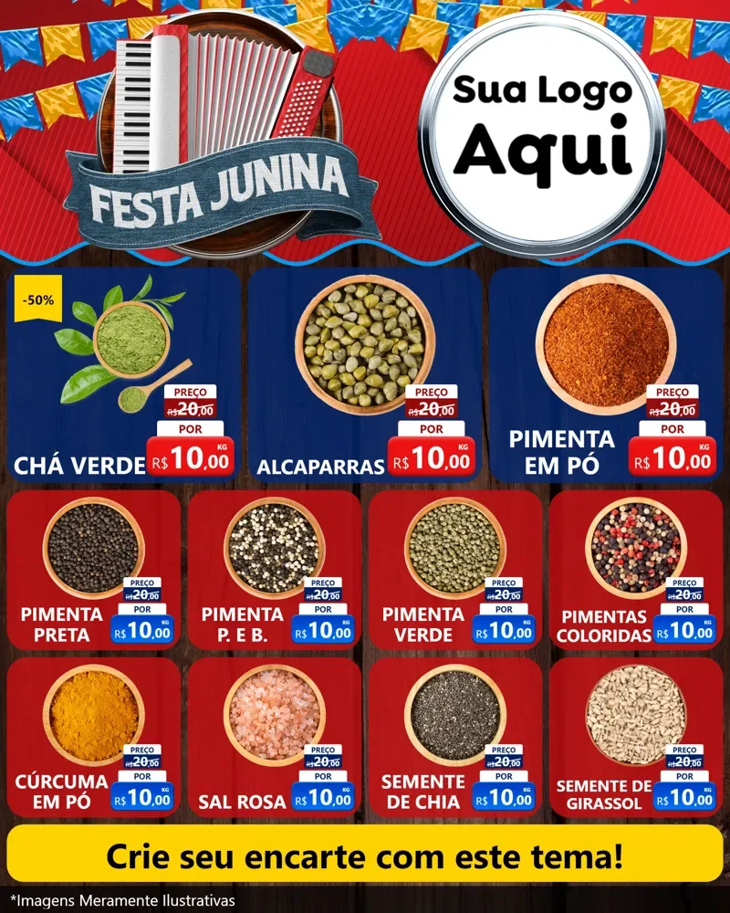 Modelo de Rede Social para Feed Instagram com o tema Festa Junina para Produtos Naturais