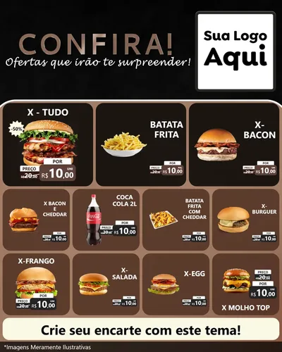 Modelo de Rede Social para Feed Instagram com o tema Confira! Ofertas que irão te surpreender! para Hamburgueria