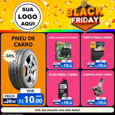 Modelo de Rede Social para Feed Facebook com o tema Black Friday para Auto peças