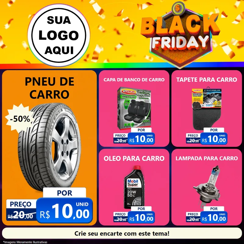 Modelo de Rede Social para Feed Facebook com o tema Black Friday para Auto peças