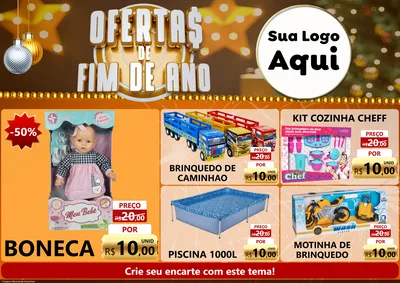 Modelo de Encarte para Encarte A4 Horizontal com o tema Ofertas de Fim de Ano para Brinquedos