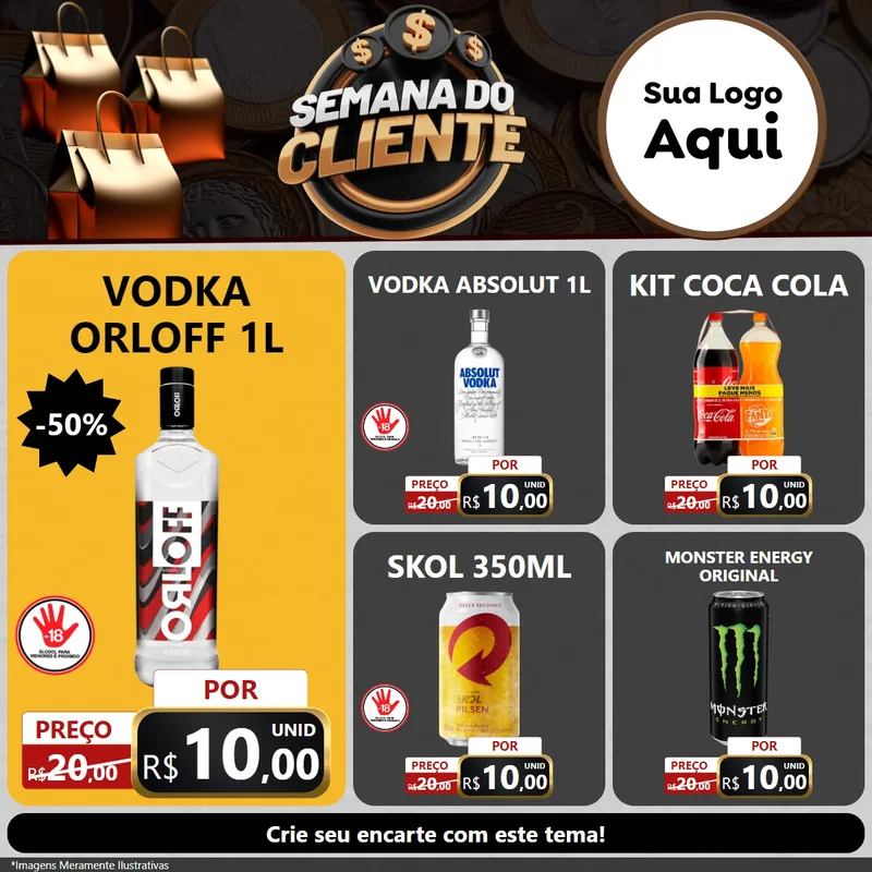 Modelo de Rede Social para Feed Facebook com o tema Semana do Cliente para Distribuidora de bebidas