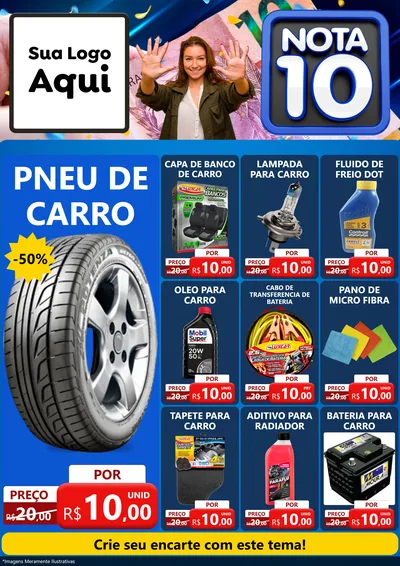 Modelo de Encarte para Encarte A4 Vertical com o tema Nota 10 para Auto peças