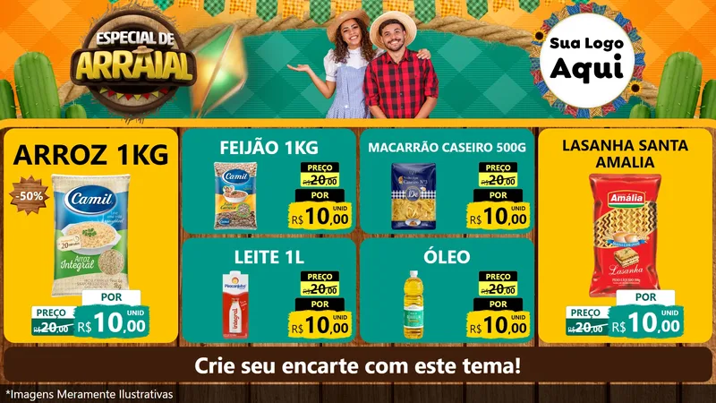 Modelo de TV para TV Horizontal com o tema Especial De Arraial para Supermercado