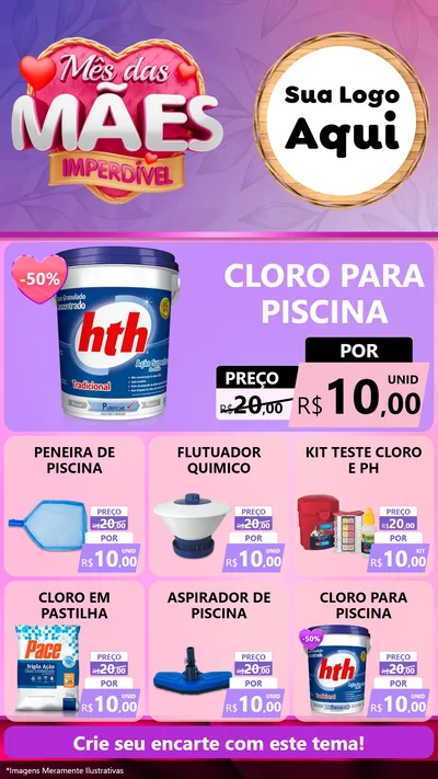 Modelo de Rede Social para Stories com o tema Mês das Mães Imperdível para Produtos para Piscina