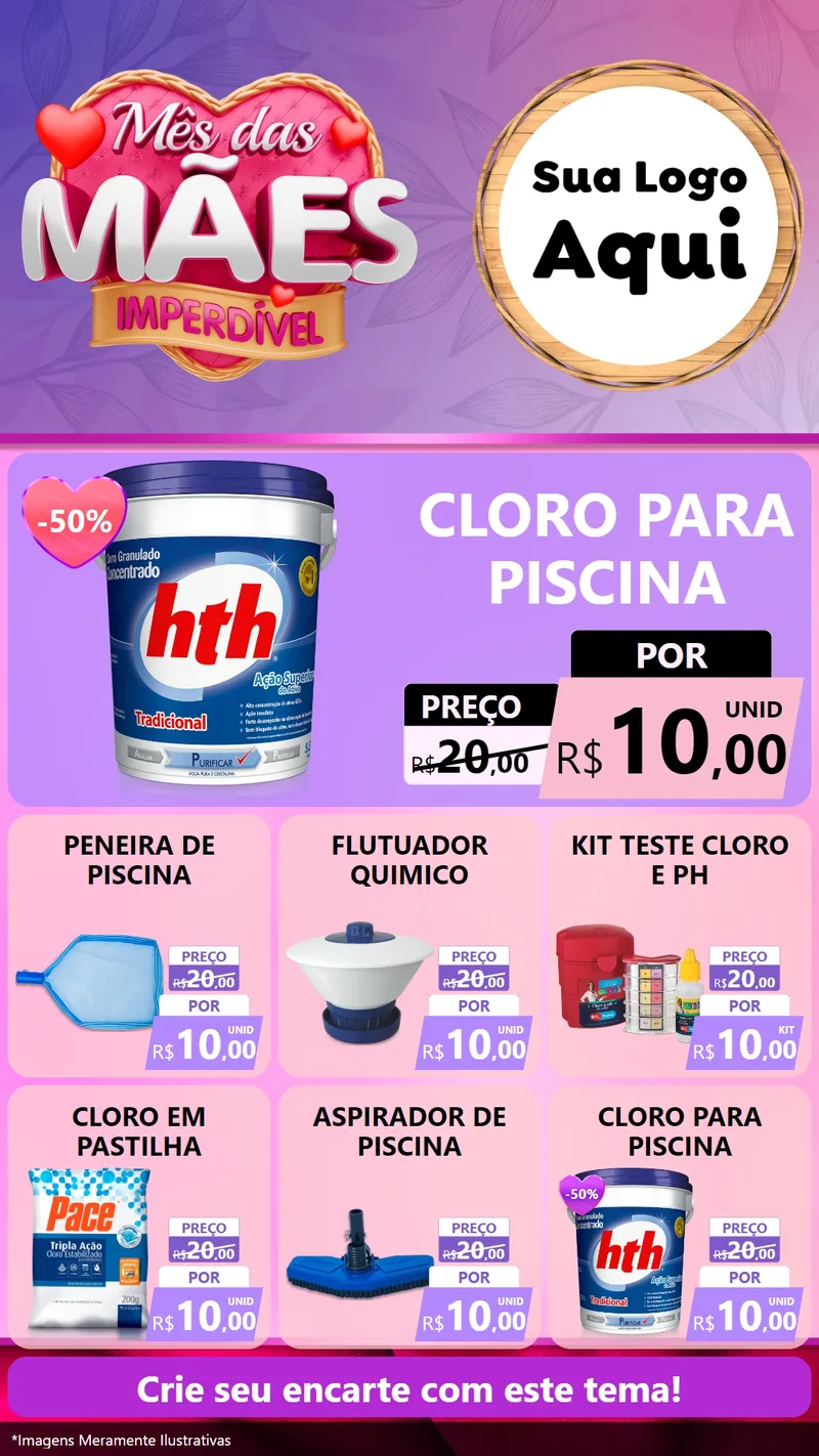 Modelo de Rede Social para Stories com o tema Mês das Mães Imperdível para Produtos para Piscina