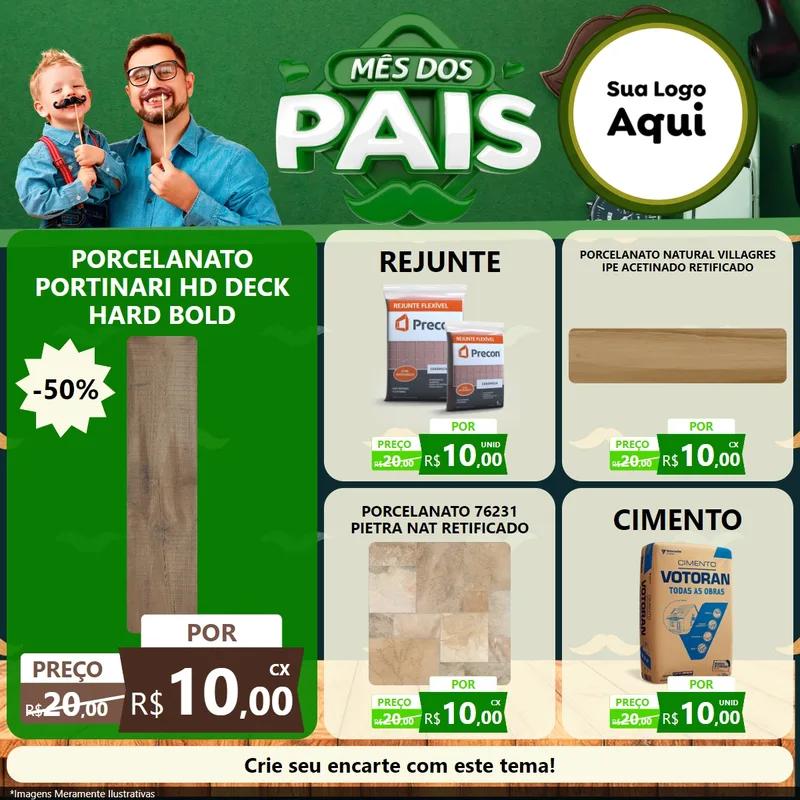 Modelo de Rede Social para Feed Facebook com o tema Mês dos Pais para Pisos e revestimentos