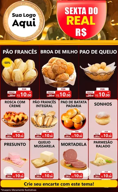 Modelo de Encarte para Encarte Grande com o tema Sexta do Real para Padaria