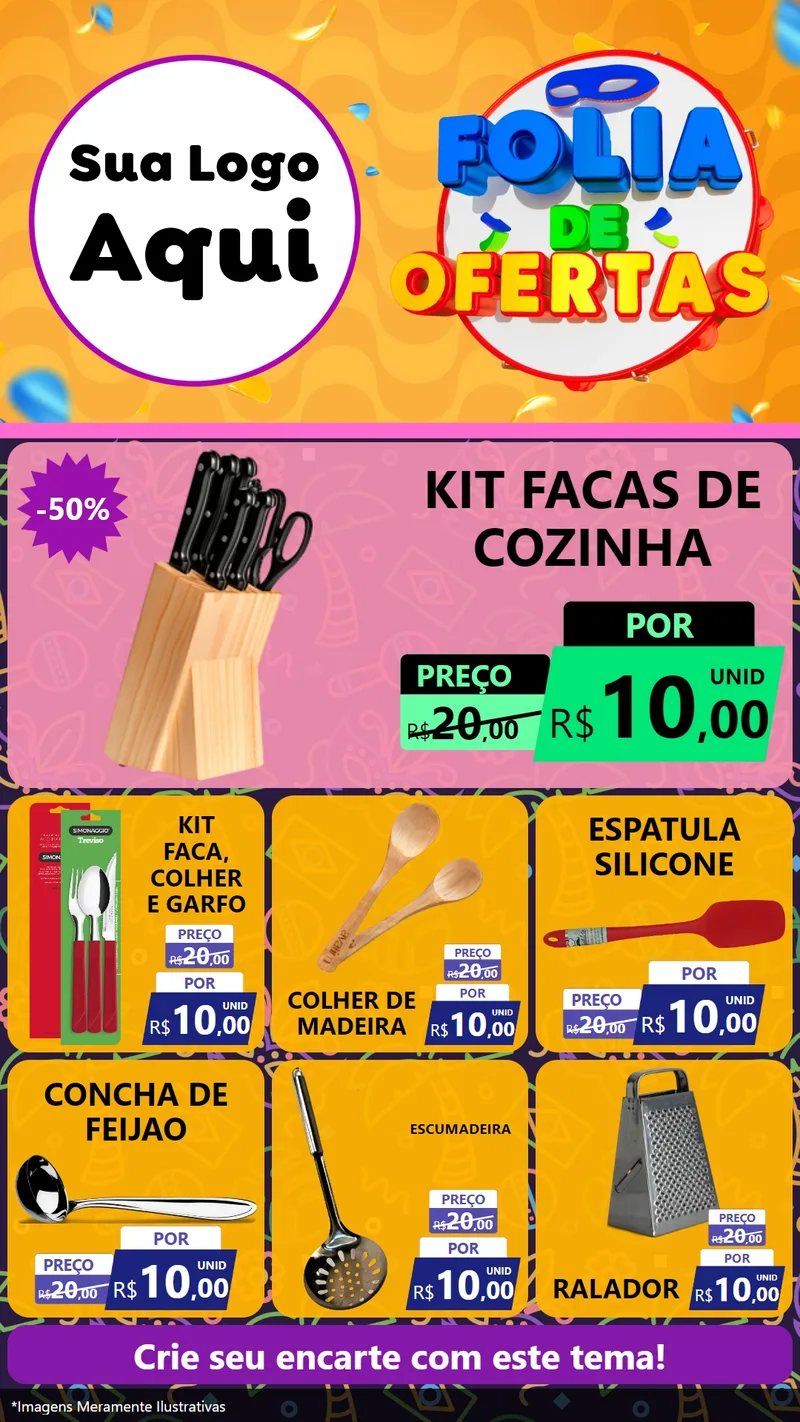 Modelo de Rede Social para Stories com o tema Folia de Ofertas para Utilidades Domésticas