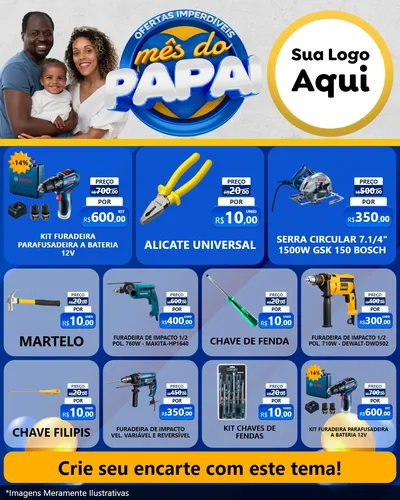Modelo de Rede Social para Feed Instagram com o tema Ofertas Imperdíveis Mês Do Papai para Maquinas e Ferramentas