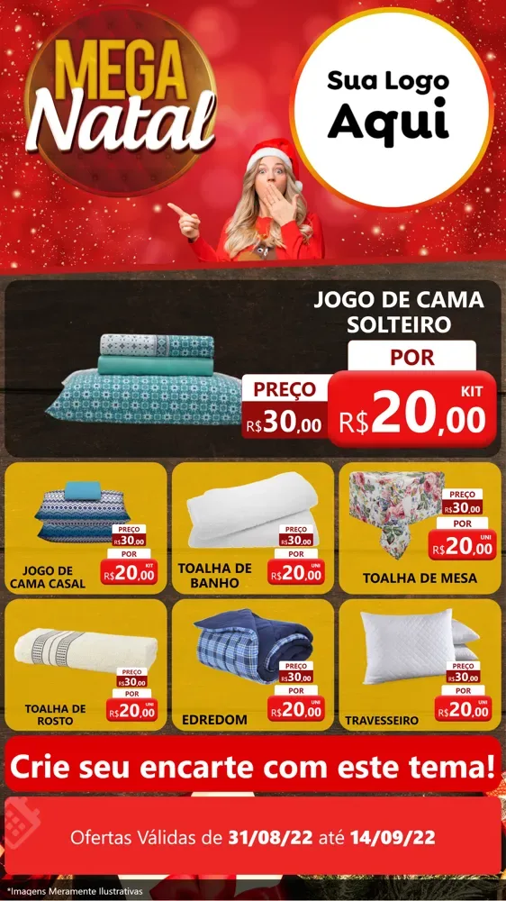 Modelo de Rede Social para Stories com o tema Mega Natal para Cama, Mesa e Banho
