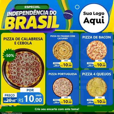 Modelo de Rede Social para Feed Facebook com o tema Especial Independência do Brasil para Pizzaria
