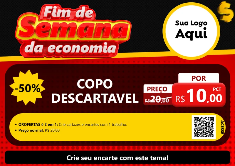 Modelo de Cartaz para Cartaz A4 Horizontal com o tema Fim de Semana da Economia para Embalagens