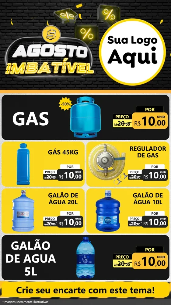 Modelo de TV para TV Vertical com o tema Agosto Imbatível para Água e gás